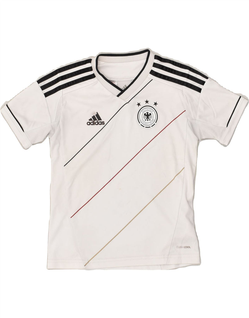 ADIDAS Boys Deutscher Fussball Bund Graphic T-Shirt Top 5-6 Years White | Vintage Adidas | Thrift | Second-Hand Adidas | Used Clothing | Messina Hembry 