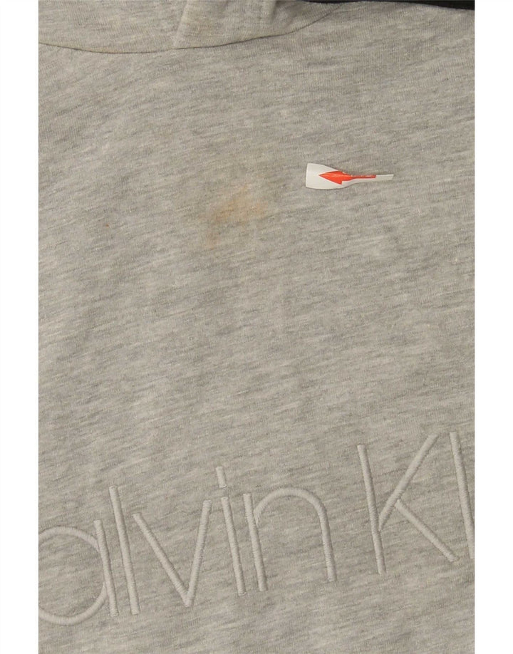 Calvin Klein Mens Graphic Hoodie Jumper Medium Grey Flecked Cotton