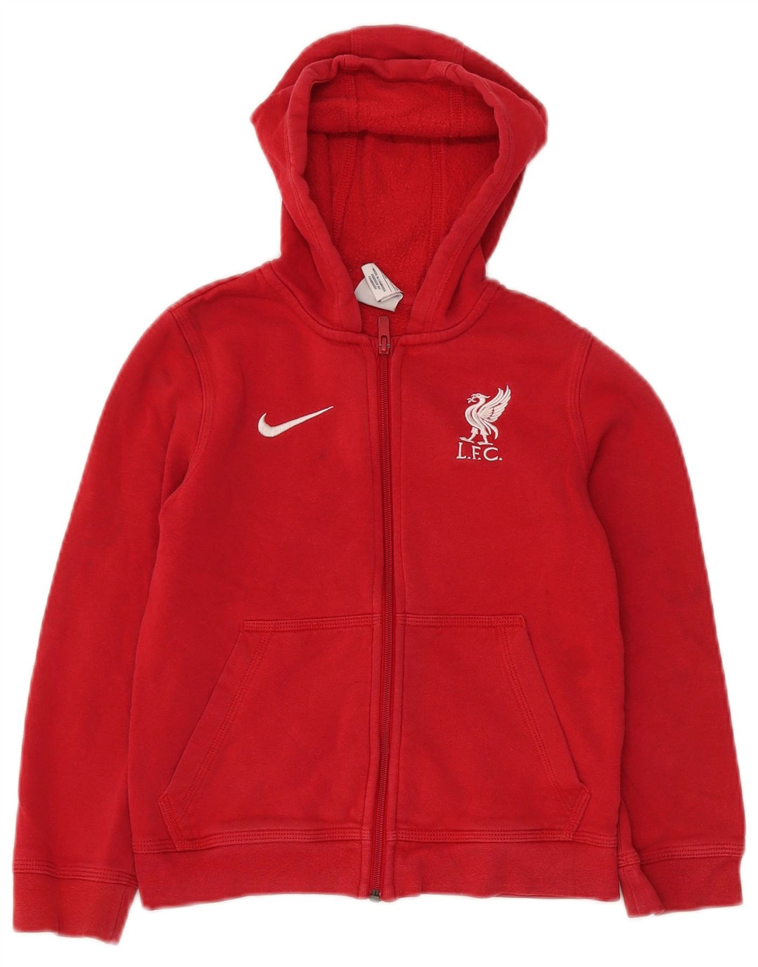 NIKE Boys Liverpool Zip Hoodie Sweater 8-9 Years Small Red Cotton