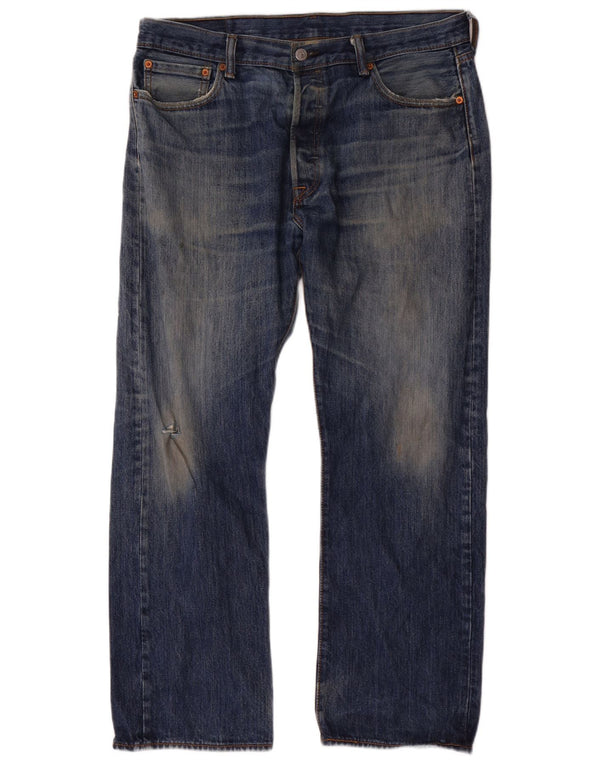 Levi's Mens 501 Straight Jeans W36 L30 Navy Blue Cotton