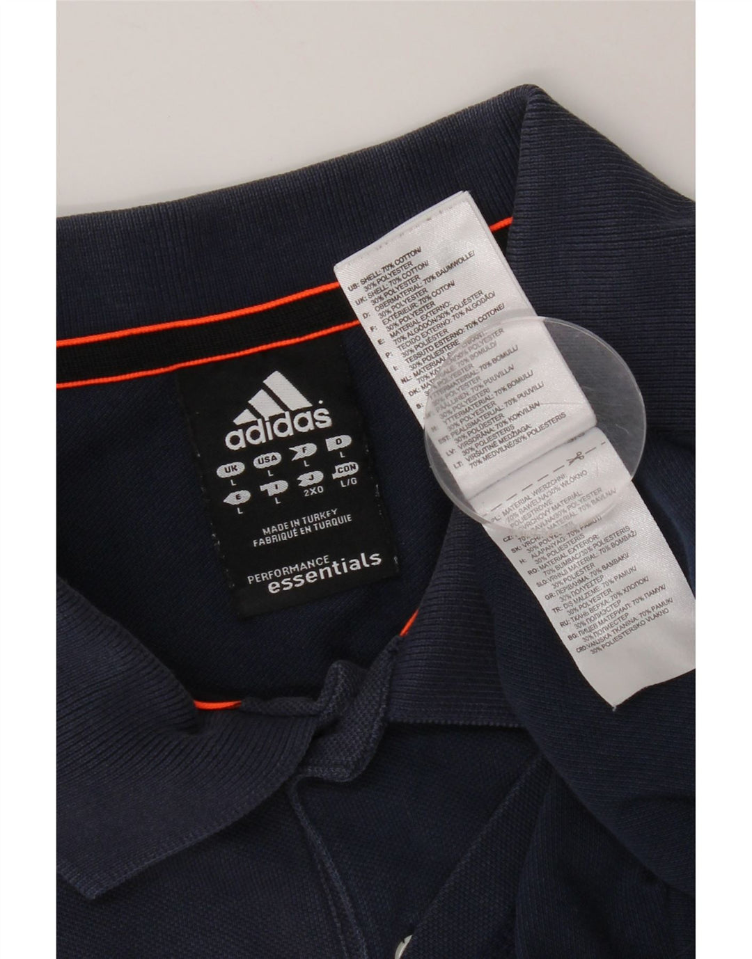 Adidas Mens Polo Shirt Large Navy Blue Cotton