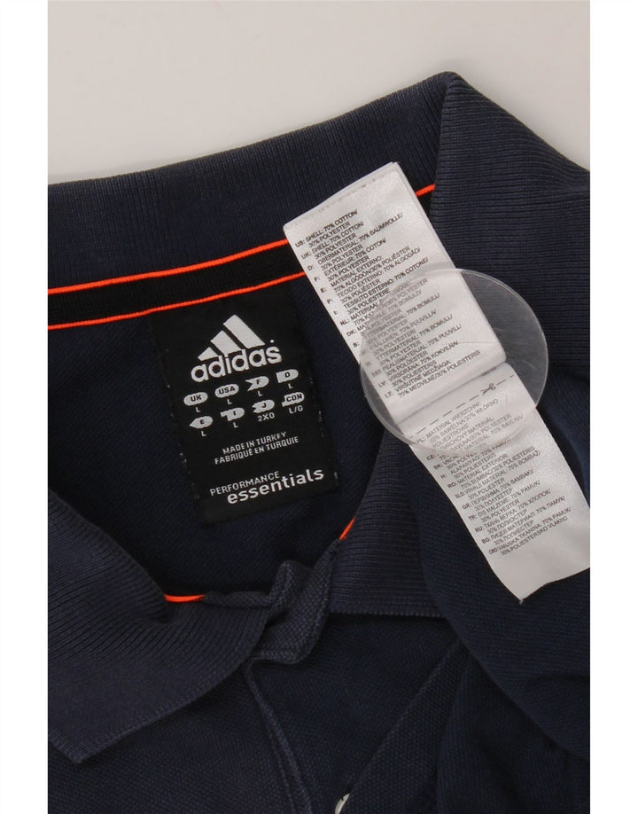 Adidas Mens Polo Shirt Large Navy Blue Cotton