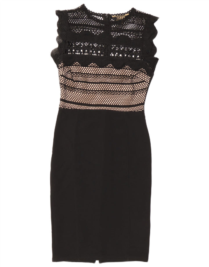 Lipsy Womens Sleeveless Sheath Dress UK 8 Small  Black Polyester