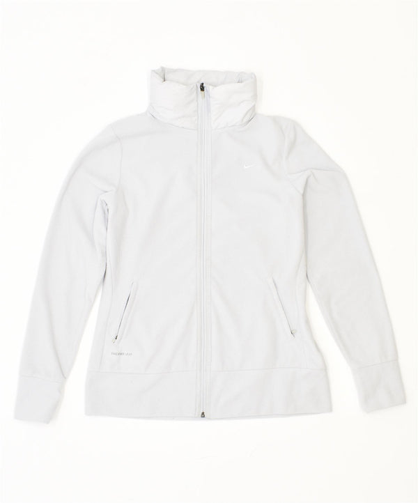 NIKE Womens Therma Fit Fleece Jacket UK 14 Large Grey Polyester