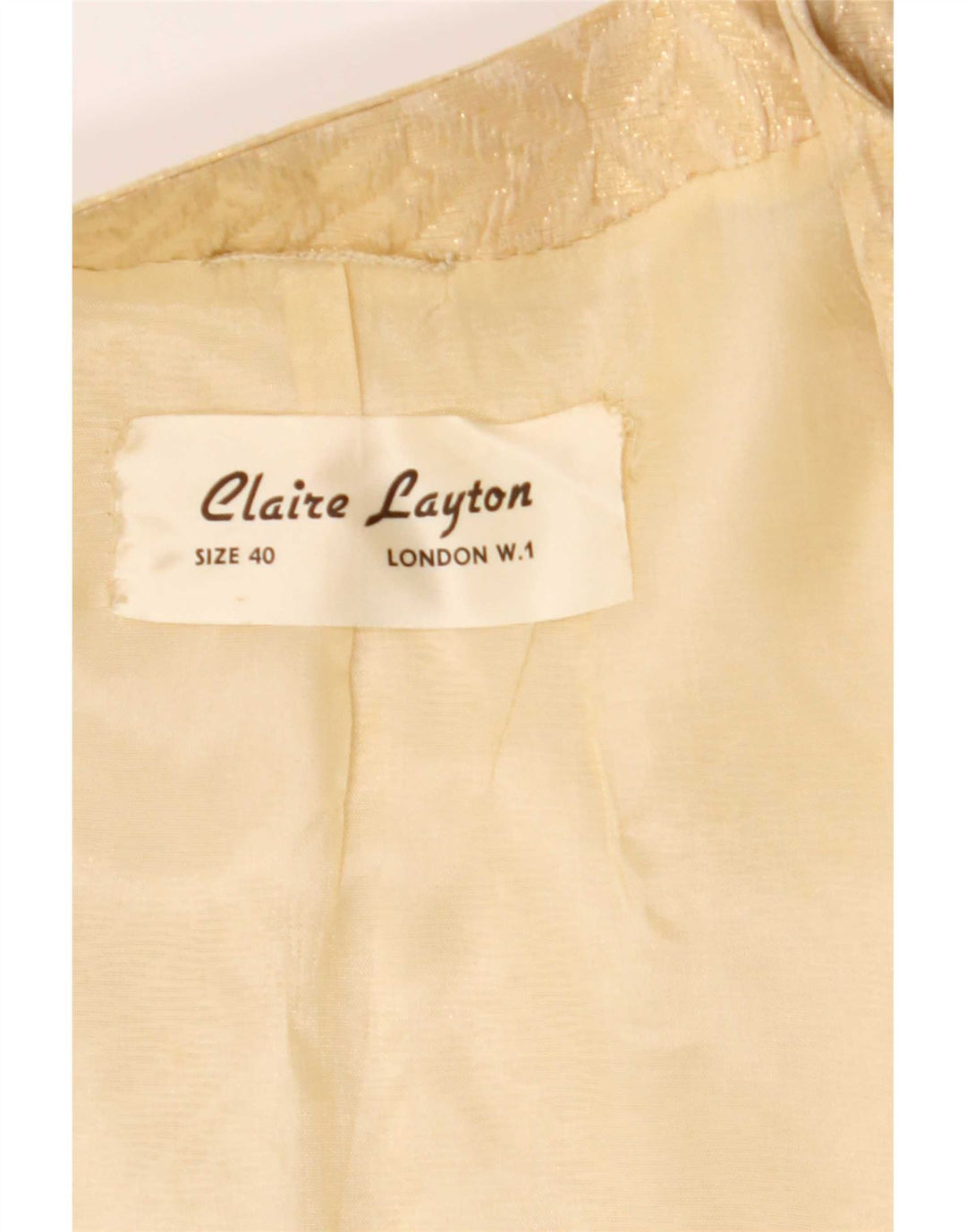 Vintage Womens 3/4 Sleeve Open Overcoat EU 40 Medium Beige Geometric