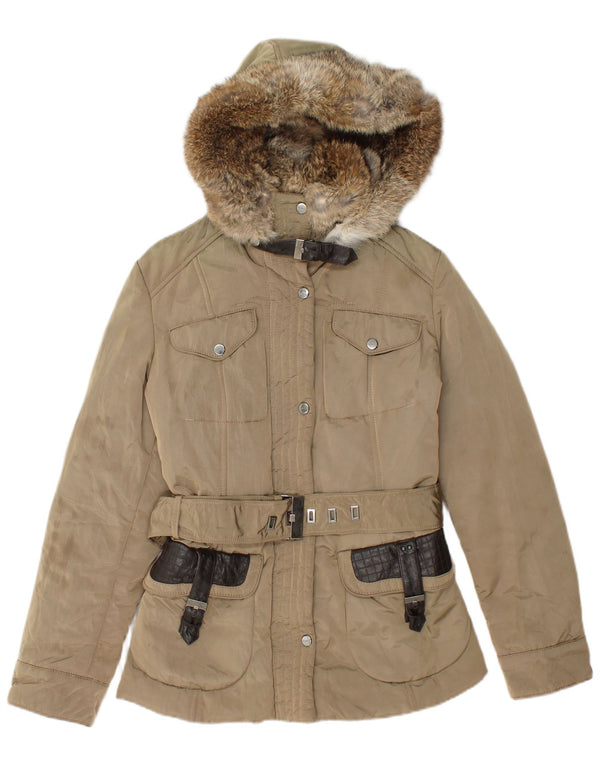 Mabrun Womens Hooded Padded Jacket IT 44 Medium Beige Polyamide