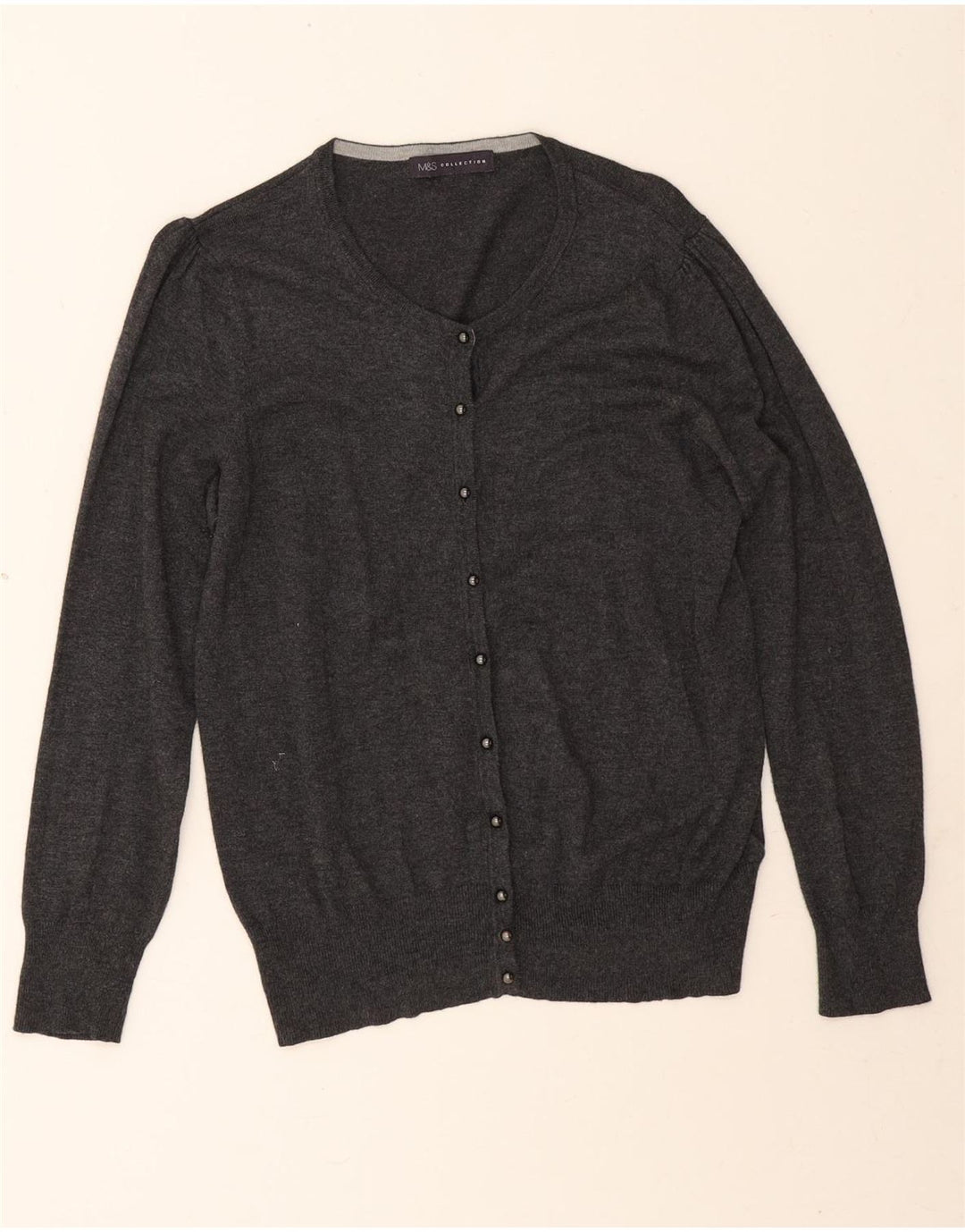 Marks & Spencer Womens Cardigan Sweater UK 14 Medium Grey Viscose