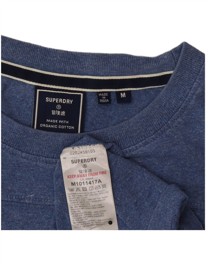 Superdry Mens T-Shirt Top Medium Blue Flecked Cotton