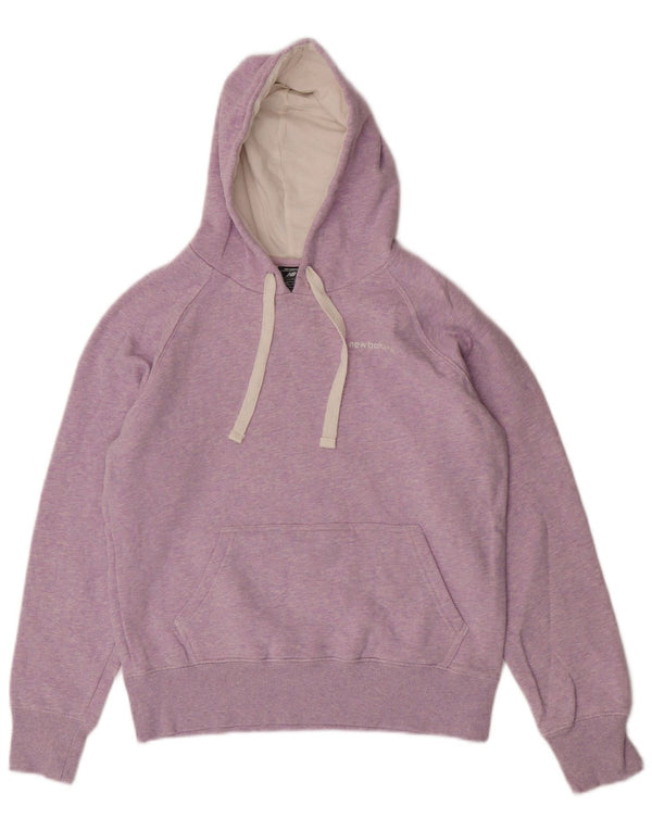 New Balance Womens Hoodie Jumper UK 14 Medium Purple Flecked Cotton
