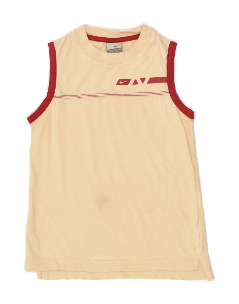 NIKE Boys Graphic Vest Top 11-12 Years Medium Beige Cotton | Vintage Nike | Thrift | Second-Hand Nike | Used Clothing | Messina Hembry 