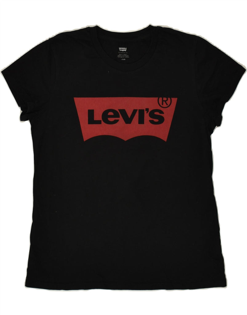 LEVI'S Womens Graphic T-Shirt Top UK 16 Large Black Cotton | Vintage Levi's | Thrift | Second-Hand Levi's | Used Clothing | Messina Hembry 