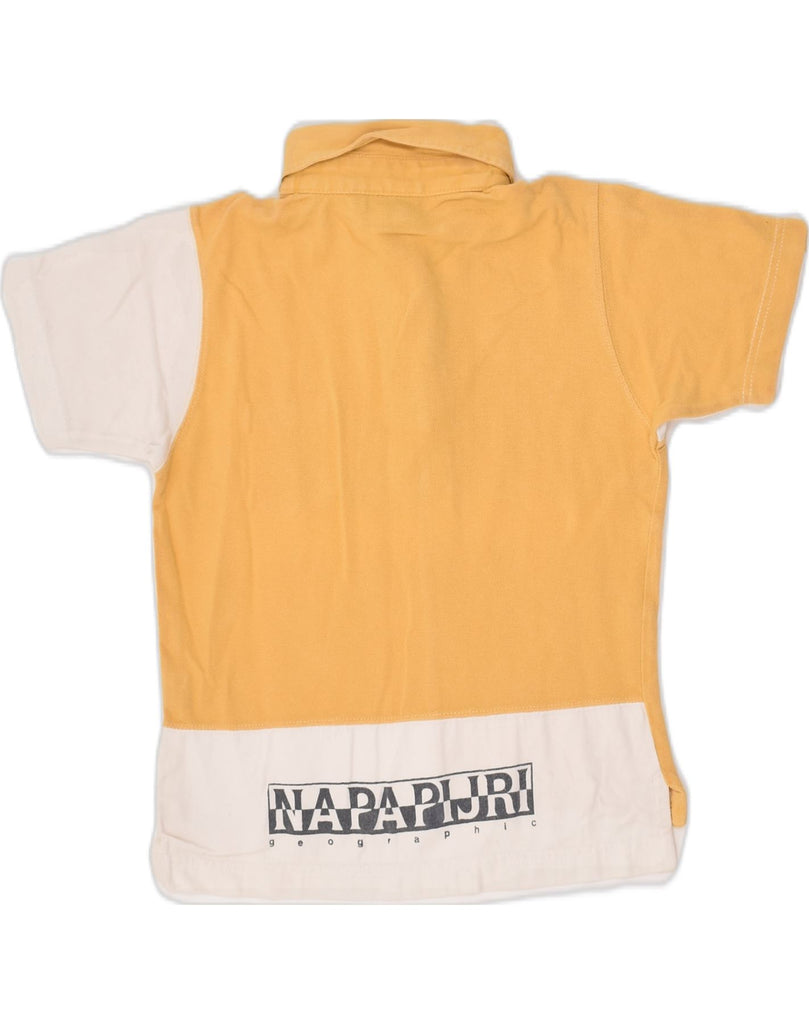 NAPAPIJRI Boys Graphic Polo Shirt 5-6 Years Yellow Colourblock Cotton | Vintage Napapijri | Thrift | Second-Hand Napapijri | Used Clothing | Messina Hembry 