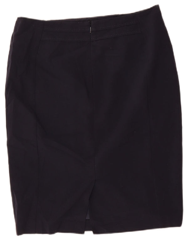 Marks & Spencer Womens Pencil Skirt UK 14 Large W34 Navy Blue Polyester