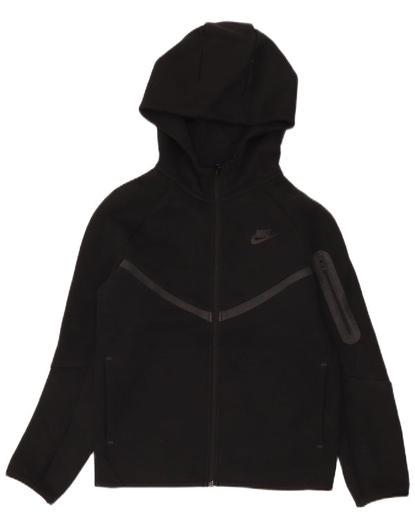 Nike Boys Zip Hoodie Sweater 12-13 Years Large Black Cotton