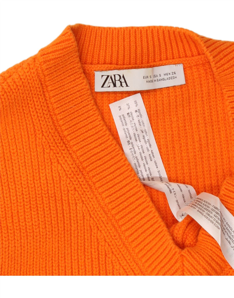 ZARA Womens Crop Vest Tank Top UK 10 Small Orange Acrylic Vintage Zara and Second-Hand Zara from Messina Hembry 