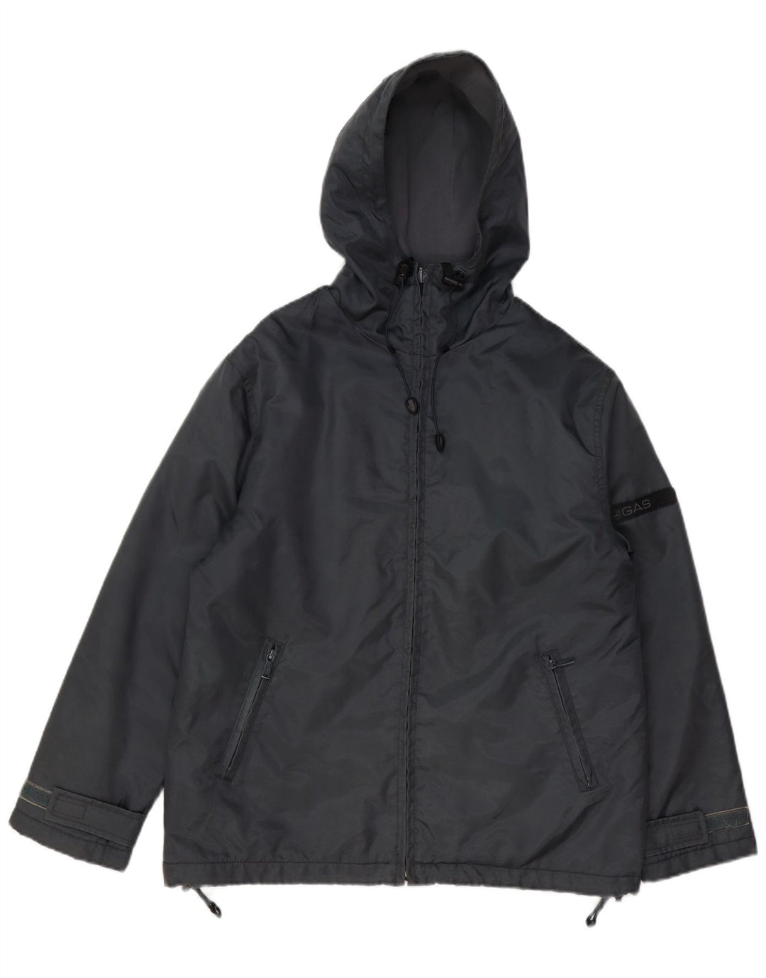 Gas Mens Hooded Windbreaker Jacket Small Grey Polyester