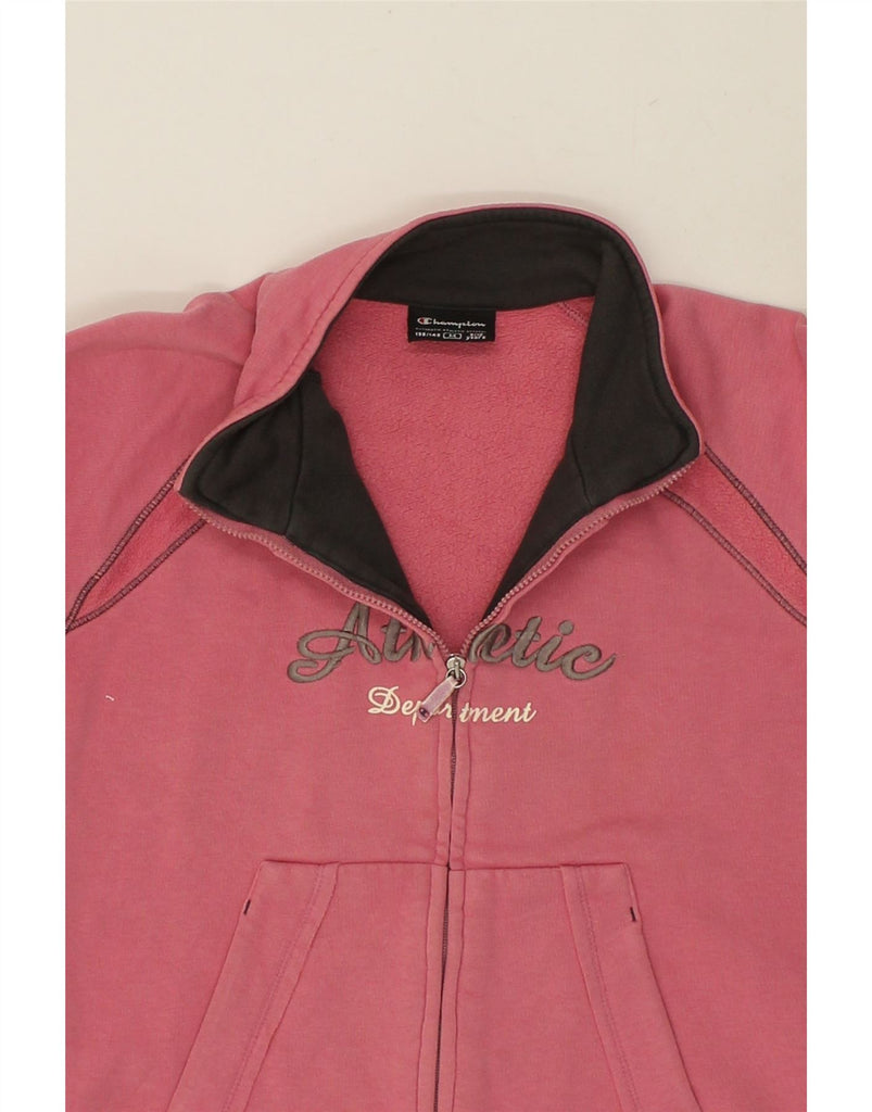 CHAMPION Girls Graphic Tracksuit Top Jacket 9-10 Years Medium Pink Cotton | Vintage Champion | Thrift | Second-Hand Champion | Used Clothing | Messina Hembry 