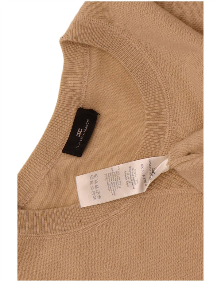 Elisabetta Franchi Womens Crew Neck Jumper Sweater IT 40 Small Beige