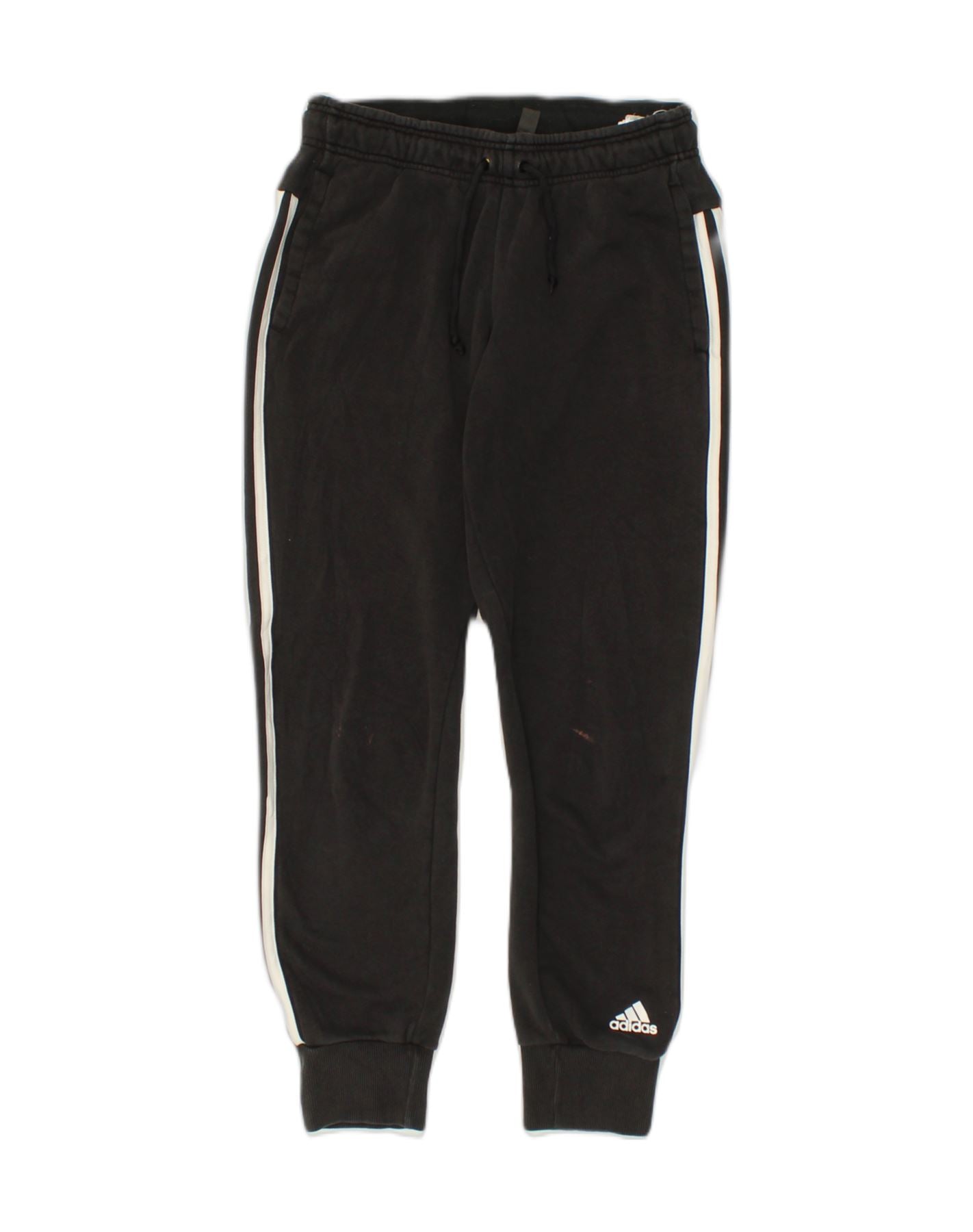 ADIDAS Womens Tracksuit Trousers Joggers UK 8/10 Small Black Cotton, Vintage & Second-Hand Clothing Online