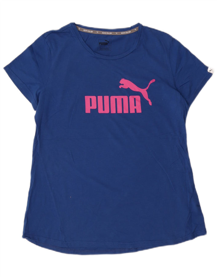 Puma Womens Graphic T-Shirt Top UK 14 Medium Blue Cotton