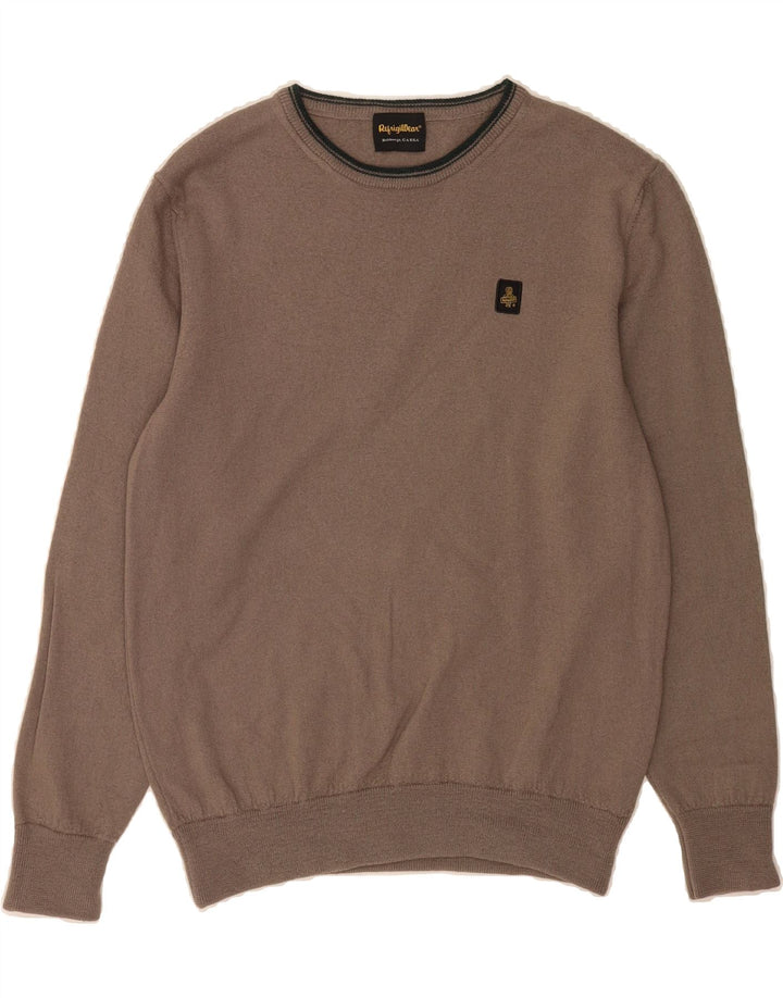 REFRIGIWEAR Mens Crew Neck Jumper Sweater Small Brown Wool Vintage Refrigiwear and Second-Hand Refrigiwear from Messina Hembry 