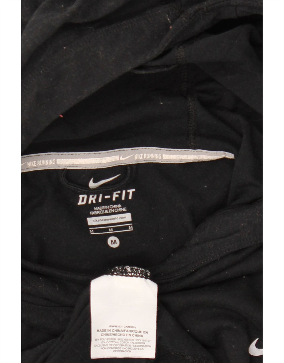 NIKE Womens Dri Fit Hooded Top Long Sleeve UK 14 Medium Black Polyester