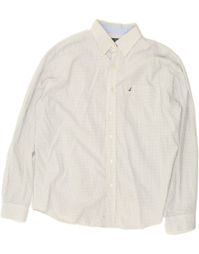 NAUTICA Mens Classic Fit Shirt Size 16 1/2 Large White Check | Vintage Nautica | Thrift | Second-Hand Nautica | Used Clothing | Messina Hembry 