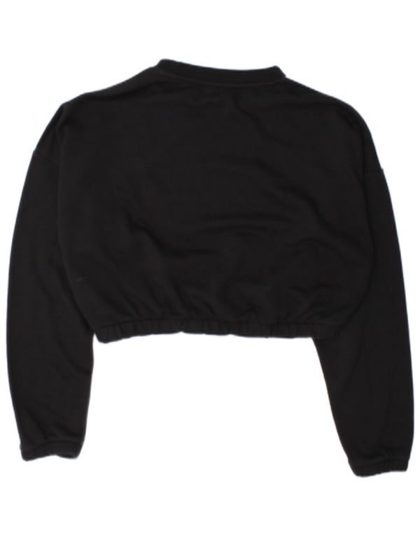 Adidas Womens Crop Sweatshirt Jumper UK 16/18 Large Black Colourblock