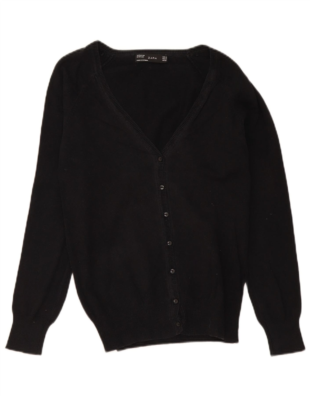 Marks & Spencer Womens Cardigan Sweater UK 12 Medium Black Cotton