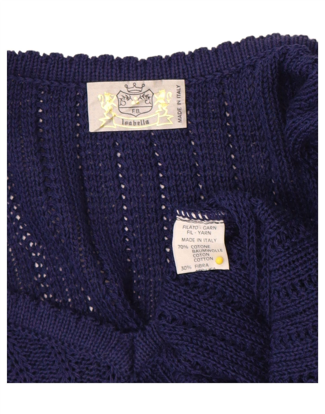 Vintage Womens Crop V-Neck Jumper Sweater UK 14 Medium Navy Blue