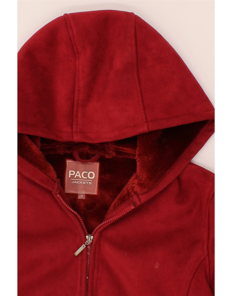 PACO Womens Hooded Sherpa Jacket UK 10 Small Burgundy Polyester Vintage Paco and Second-Hand Paco from Messina Hembry 