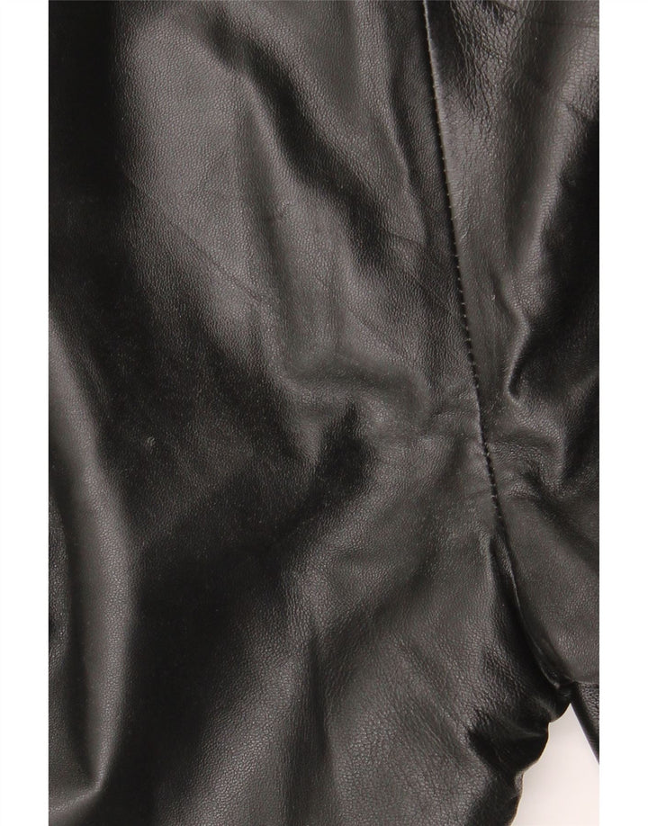 Cofi Womens Bootcut Leather Trousers UK 10 Small W28 L32 Black Leather