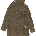 Desigual Womens Military Graphic Parka Jacket EU 38 Medium Green Floral
