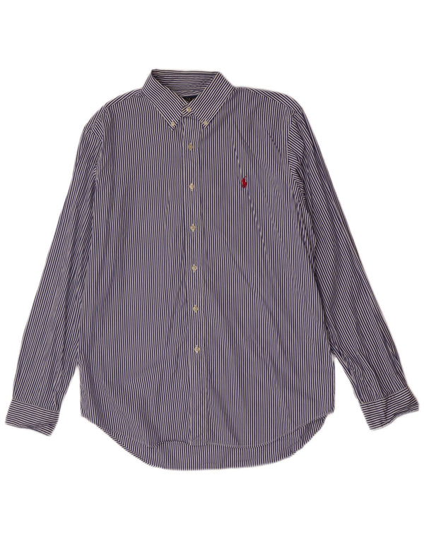 Polo Ralph Lauren Mens Shirt Large Blue Pinstripe Cotton