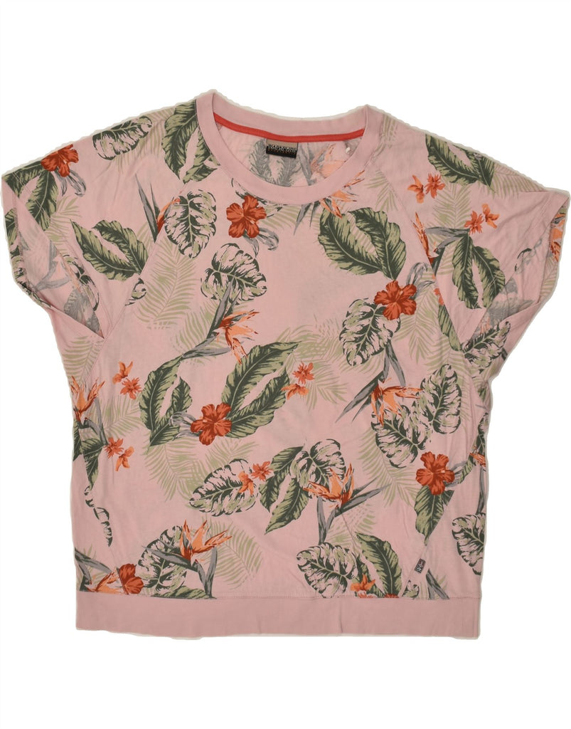 NAPAPIJRI Womens Graphic T-Shirt Top UK 10 Small Pink Floral | Vintage Napapijri | Thrift | Second-Hand Napapijri | Used Clothing | Messina Hembry 