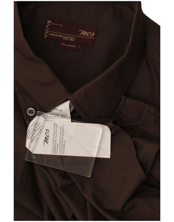 Marlboro Classics Mens Shirt 2XL Brown Cotton