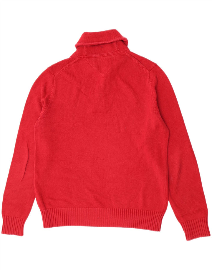 Tommy Hilfiger Mens Shawl Neck Jumper Sweater Small Red Cotton