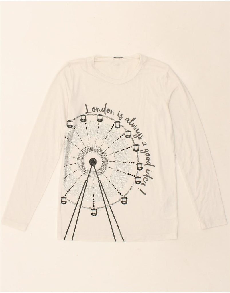 LIU JO Girls Graphic Top Long Sleeve 11-12 Years White Cotton Vintage Liu Jo and Second-Hand Liu Jo from Messina Hembry 