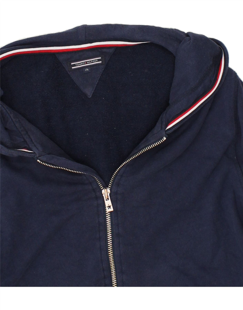 TOMMY HILFIGER Girls Graphic Zip Hoodie Sweater 15-16 Years Navy Blue | Vintage Tommy Hilfiger | Thrift | Second-Hand Tommy Hilfiger | Used Clothing | Messina Hembry 