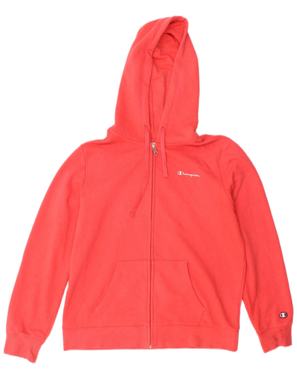 Champion Womens Zip Hoodie Sweater UK 16 Large Red Cotton
