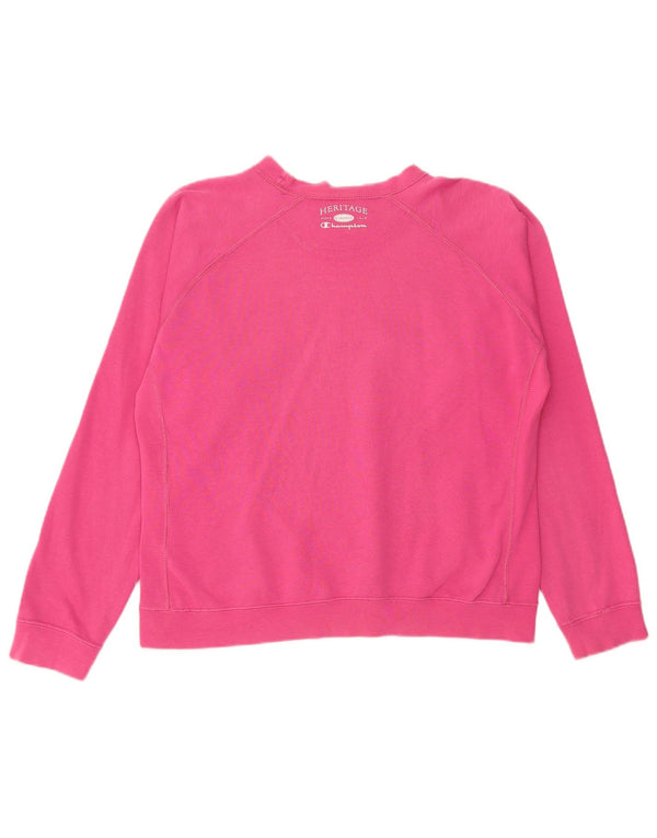 CHAMPION Womens Graphic Sweatshirt Jumper UK 16 Large Pink Cotton
