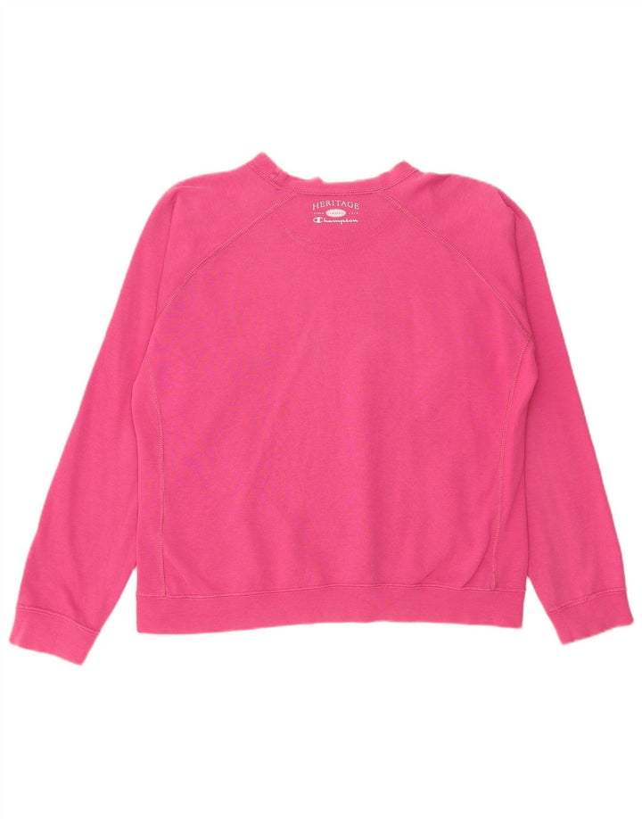 CHAMPION Womens Graphic Sweatshirt Jumper UK 16 Large Pink Cotton