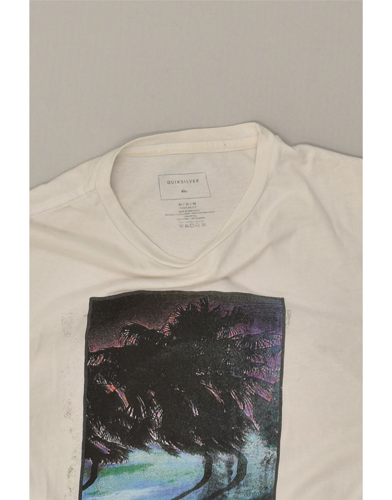 QUIKSILVER Mens Regular Fit Graphic T-Shirt Top Medium White Cotton Vintage Quiksilver and Second-Hand Quiksilver from Messina Hembry 