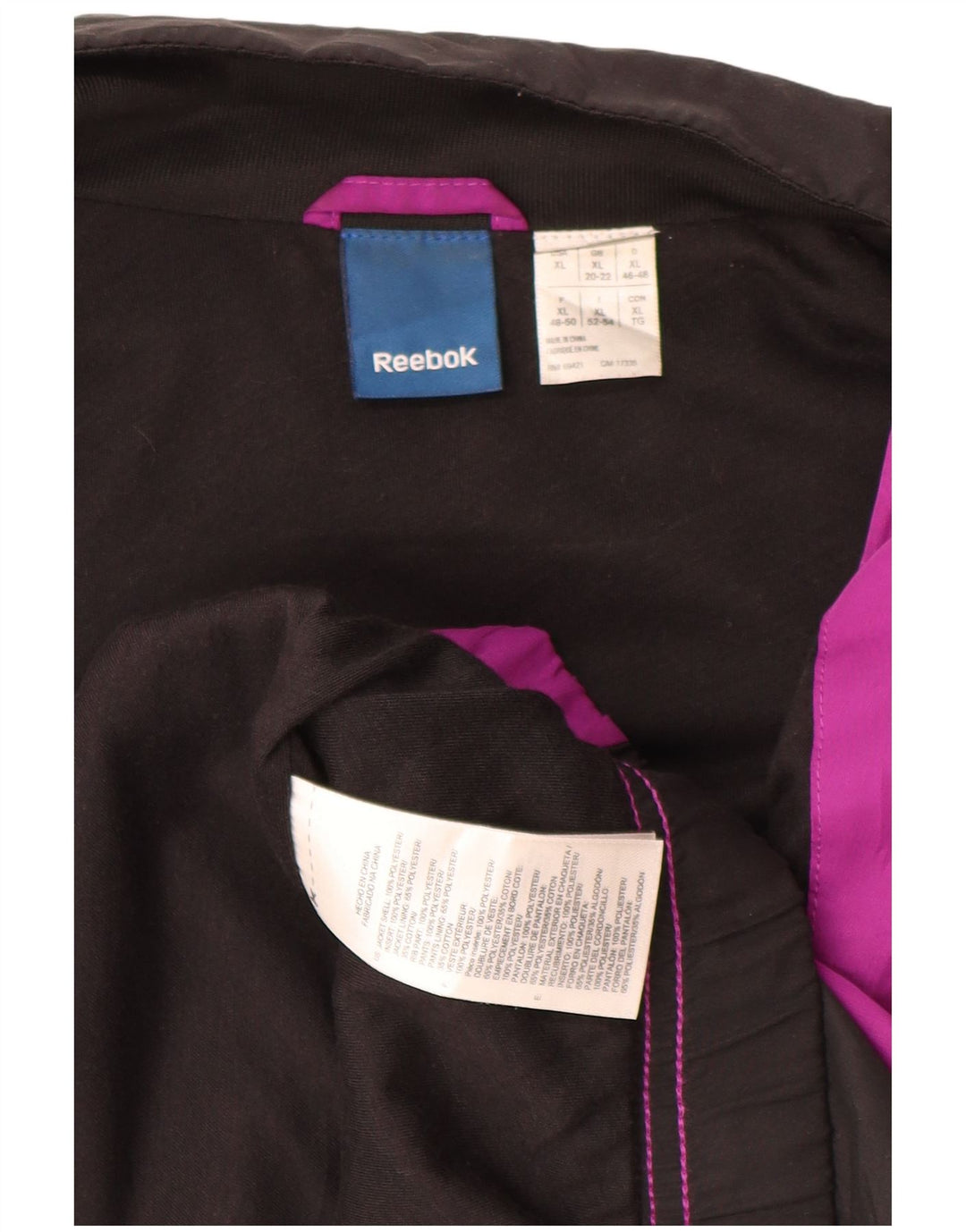 REEBOK Womens Tracksuit Top Jacket UK 20/22 XL Pink Colourblock Polyester