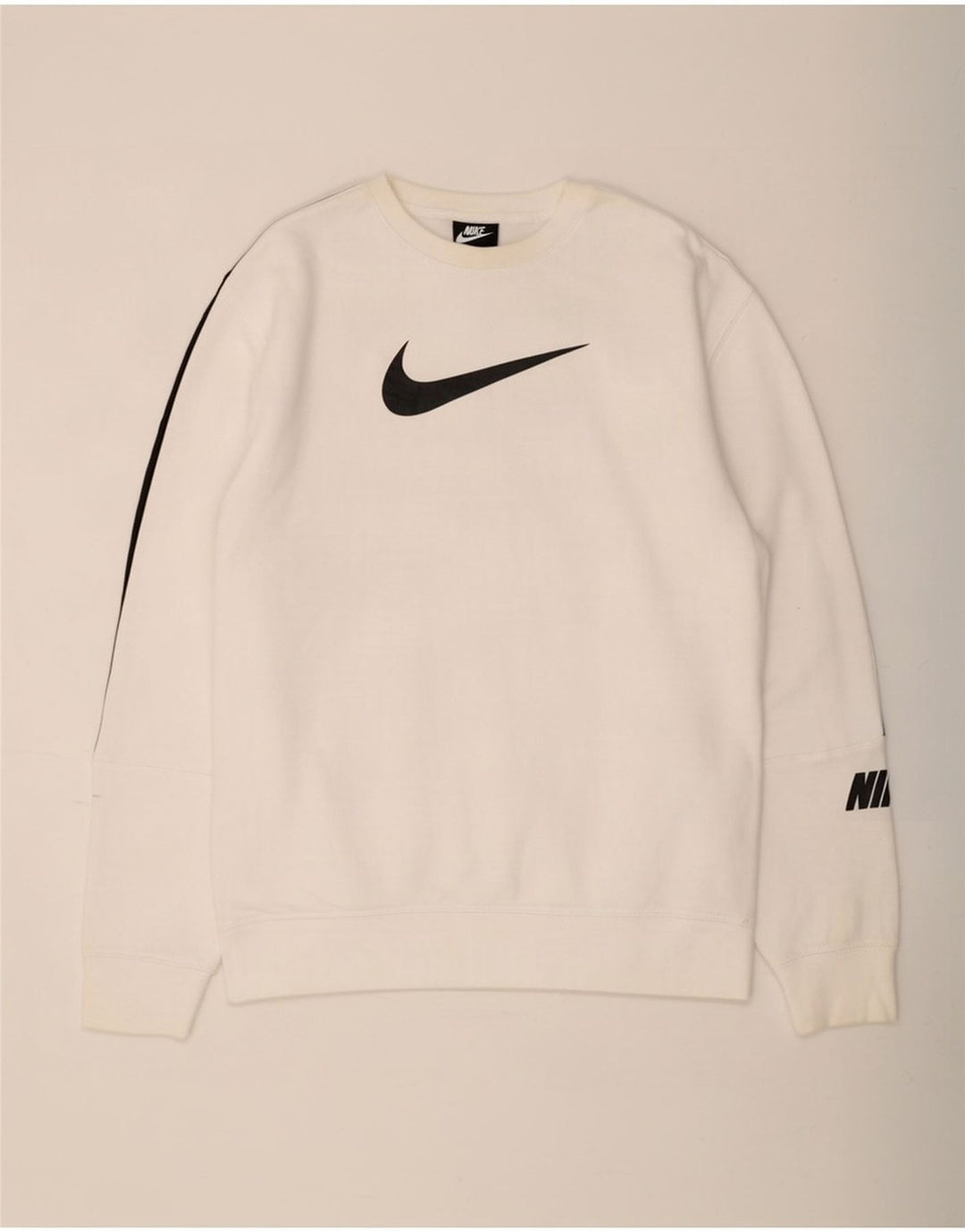 Nike Mens Graphic Sweatshirt Jumper Large White Cotton
