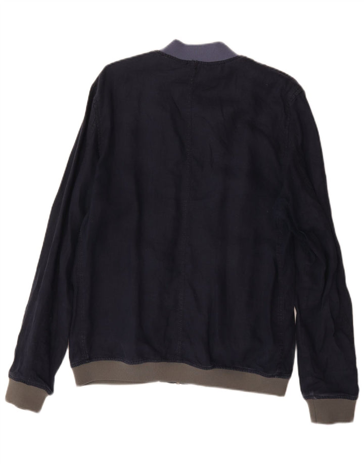 Zara Mens Bomber Jacket UK 40 Large Navy Blue