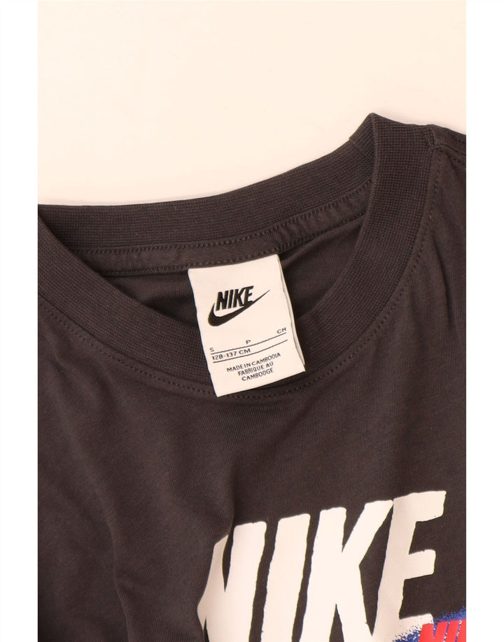 Nike Boys Graphic T-Shirt Top 8-9 Years Small Grey Cotton