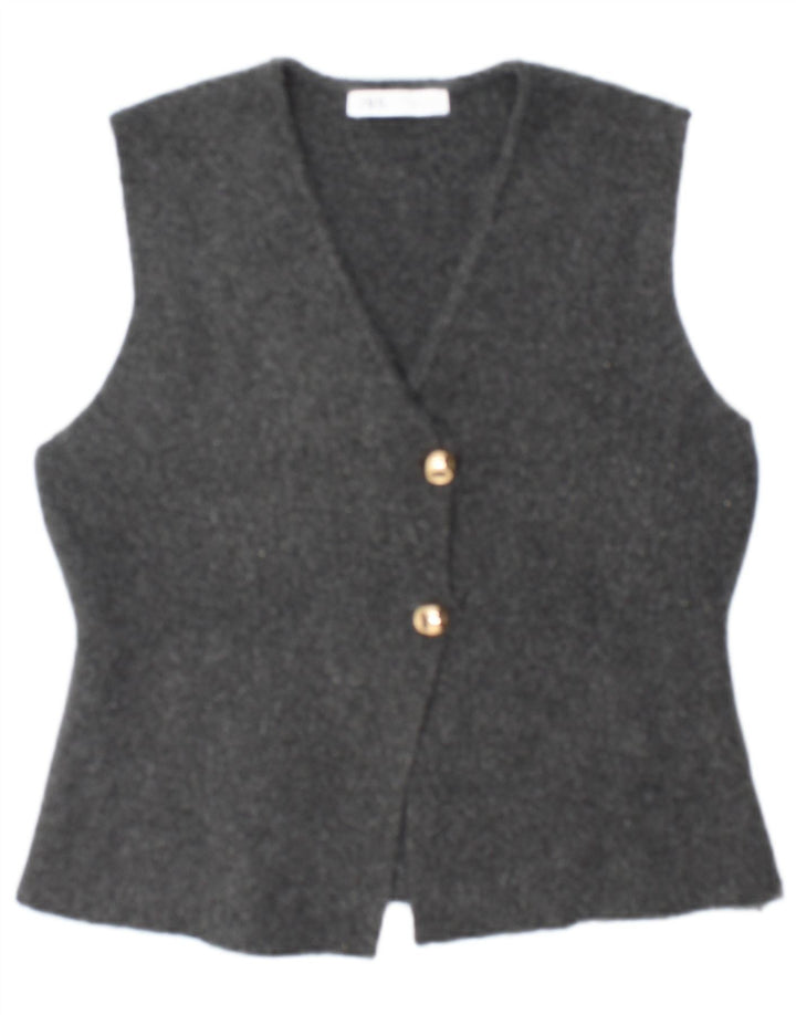 Zara Womens Waistcoat UK 14 Large Grey Polyester