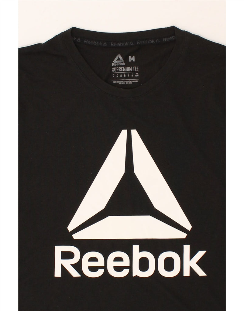 REEBOK Mens Graphic T-Shirt Top Medium Black Polyester | Vintage Reebok | Thrift | Second-Hand Reebok | Used Clothing | Messina Hembry 