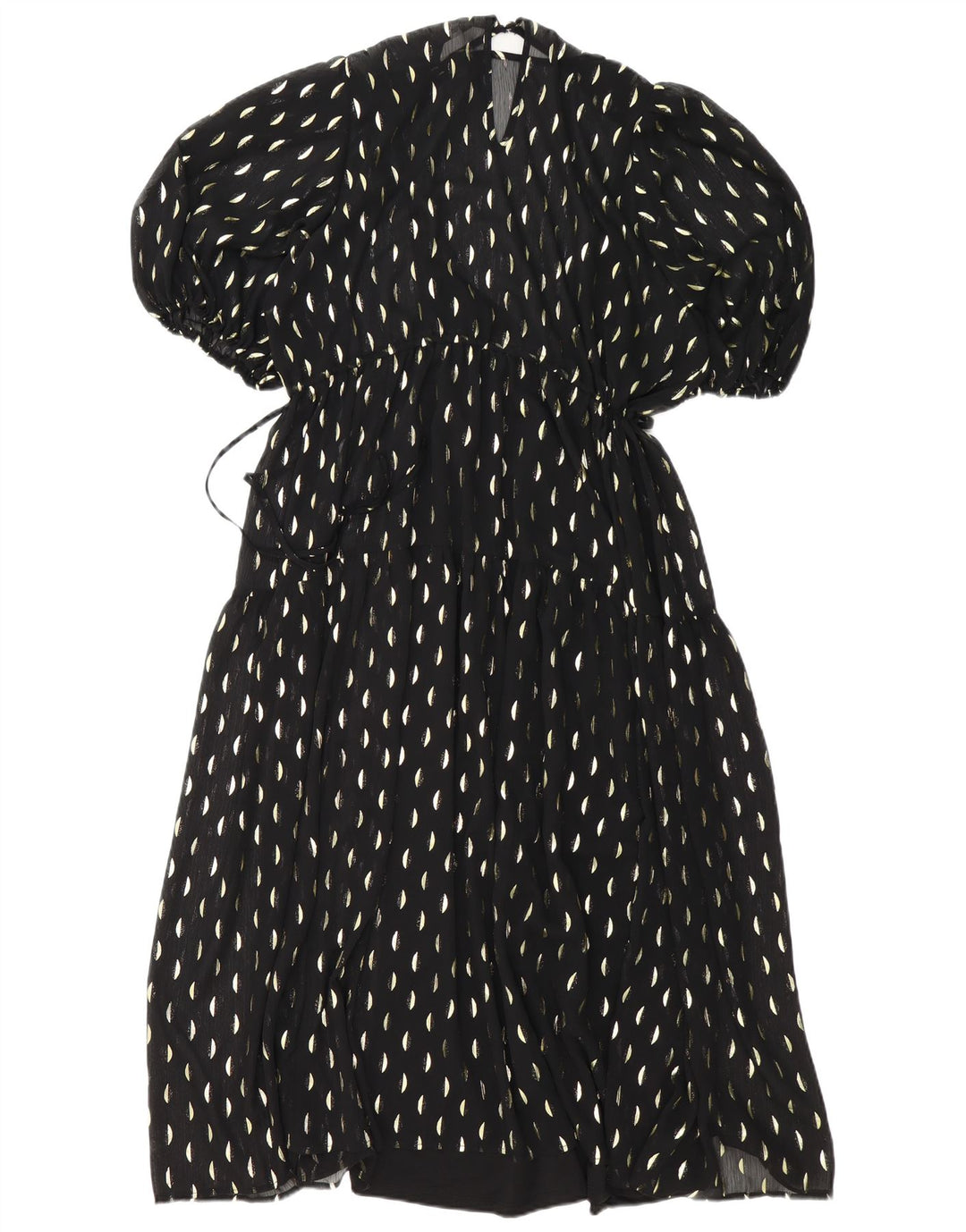 H&M Womens Maxi Dress UK 14 Medium Black Spotted Polyester